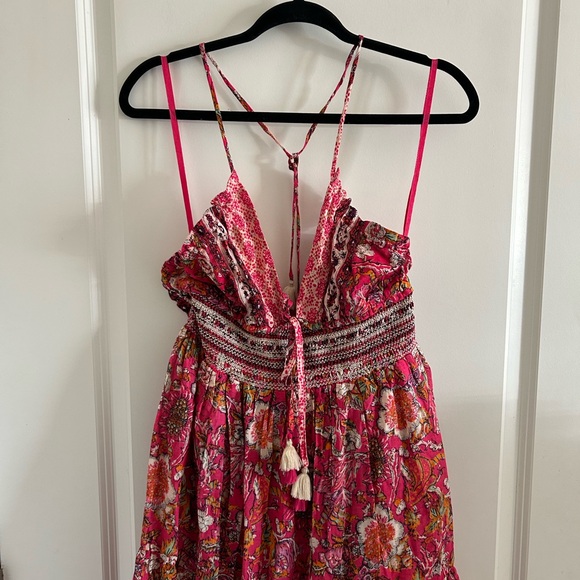 Free People Pink and Cream Floral Smocked Tank - Picture 2 of 12
